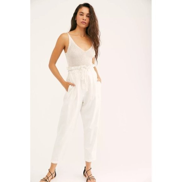 FREE PEOPLE Margate High Waist Pleated Paperbag Pants - Medium NWT - Picture 4 of 6